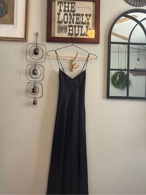 Laundry by Design Black Satin V-Neck Slip Dress